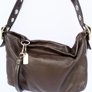 Coach brown leather shoulder purse